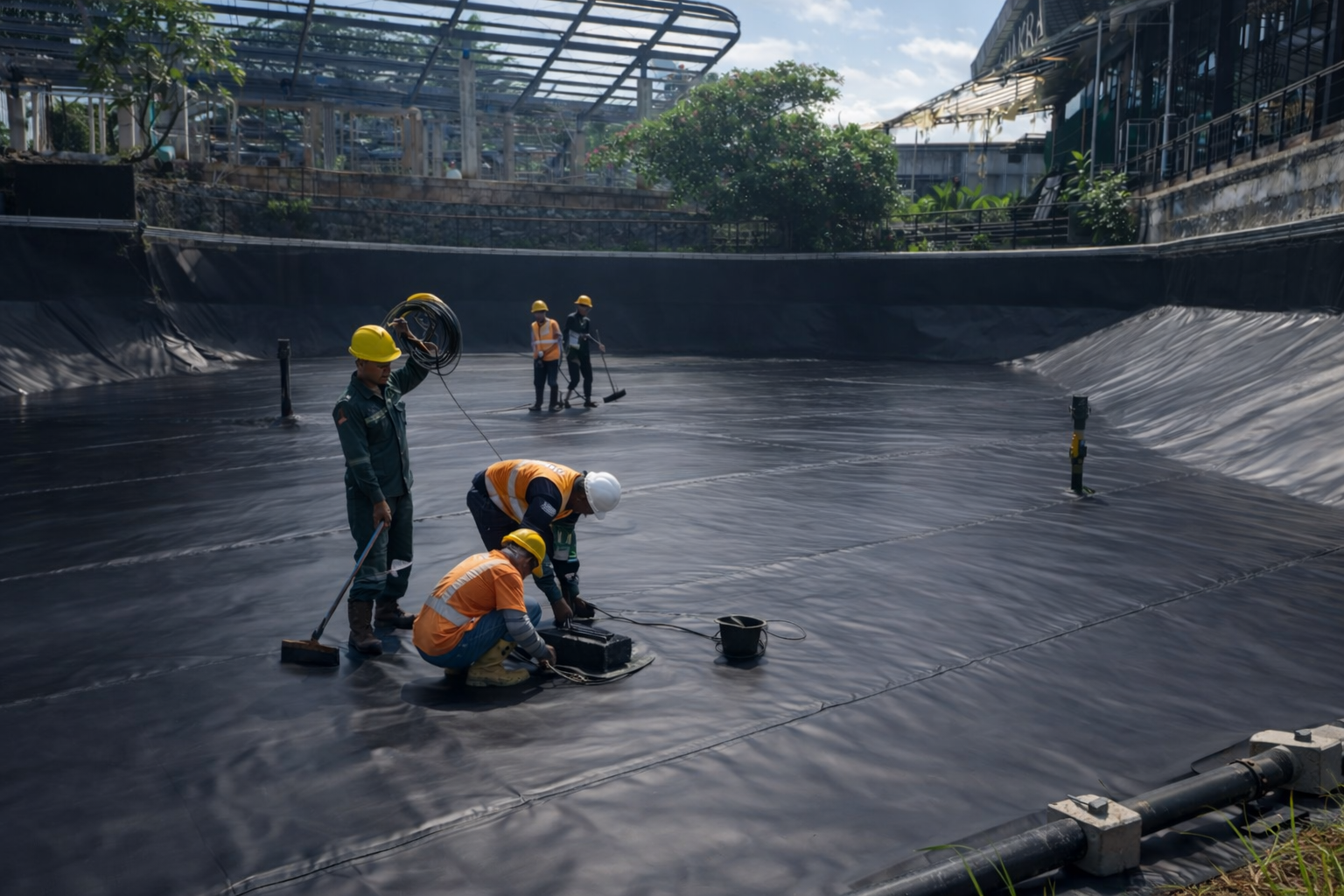 Instalasi Geomembrane Danau The Breeze, BSD